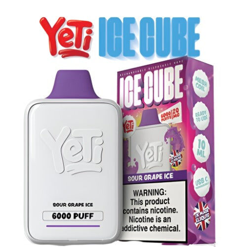 Product Review Yeti Ice Cube Disposable Vape 6000 20mg Sour Grape Ice