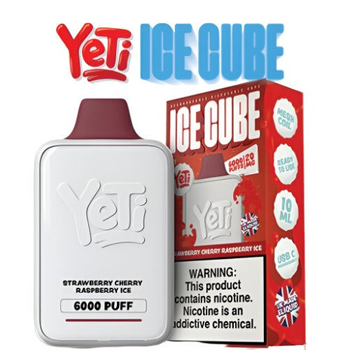 Product Review Yeti Ice Cube Disposable Vape 6000 20mg Strawberry Cherry Raspberry Ice